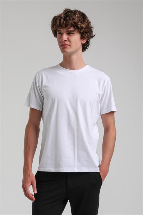 Beyaz Slim Fit Likralı Basic Tişört 20339