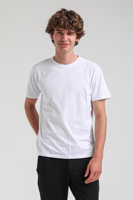 Beyaz Slim Fit Likralı Basic Tişört 20339