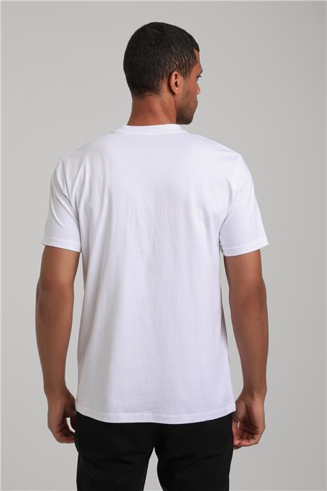Bisiklet Yaka Beyaz Regular Custom Tişört 24SSM20328