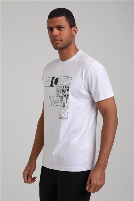 Bisiklet Yaka Beyaz Slim Fit Tişört 24SSM20295