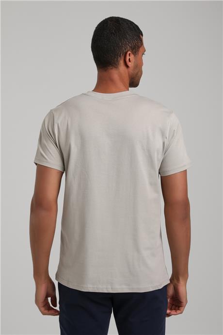 Bisiklet Yaka Gri Boyalı Regular Custom Tişört 24SSM20328