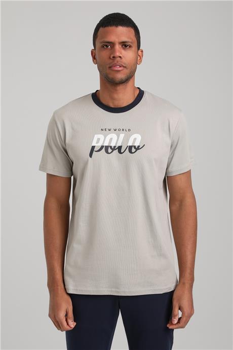 Bisiklet Yaka Gri Boyalı Slim Fit Tişört 24SSM20292