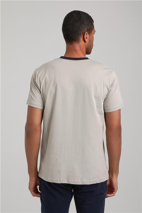 Bisiklet Yaka Gri Boyalı Slim Fit Tişört 24SSM20292