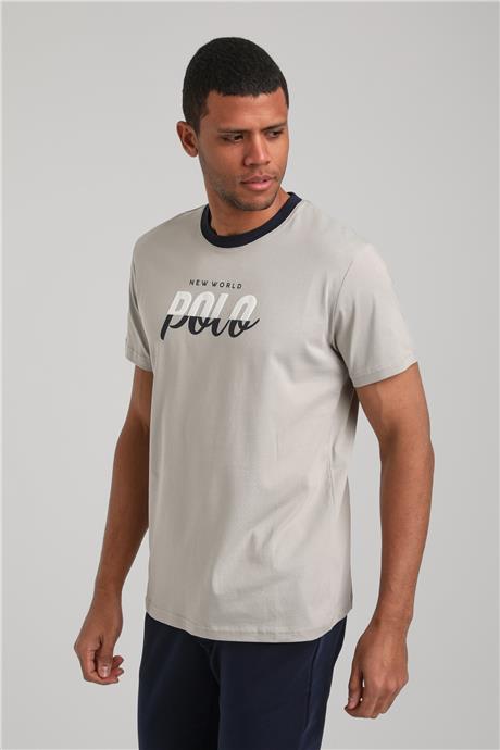 Bisiklet Yaka Gri Boyalı Slim Fit Tişört 24SSM20292