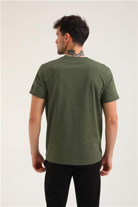 Bisiklet Yaka Haki Slim Fit Tişört 24SSM20273