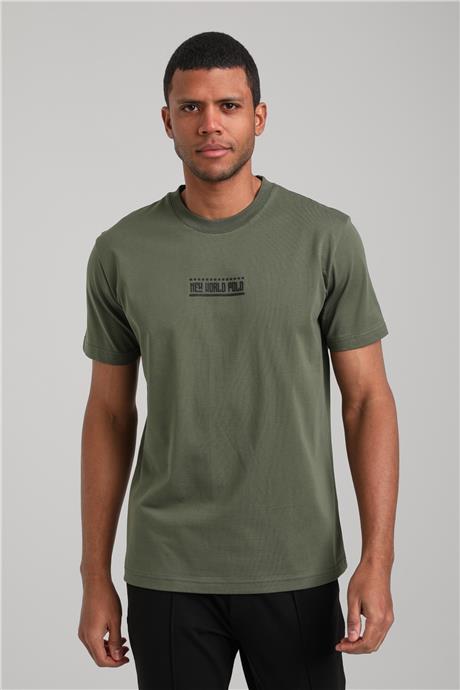 Bisiklet Yaka Haki Slim Fit Tişört 24SSM20283