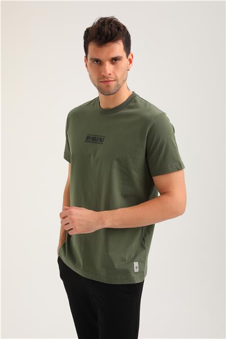 Bisiklet Yaka Haki Slim Fit Tişört 24SSM20283