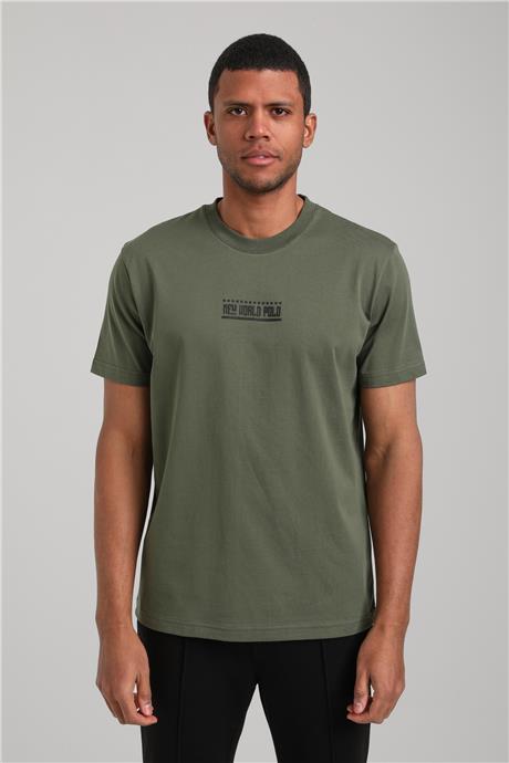 Bisiklet Yaka Haki Slim Fit Tişört 24SSM20283