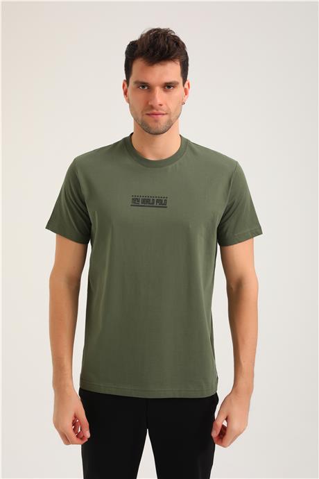 Bisiklet Yaka Haki Slim Fit Tişört 24SSM20283