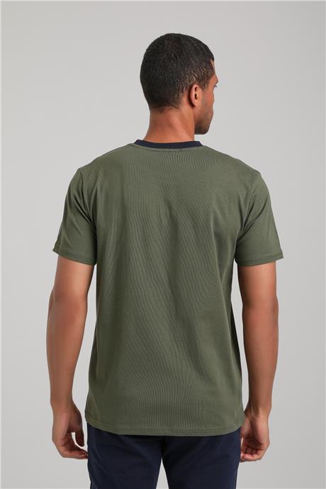 Bisiklet Yaka Haki Slim Fit Tişört 24SSM20292