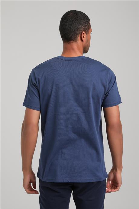 Bisiklet Yaka İndigo Regular Custom Tişört 24SSM20320