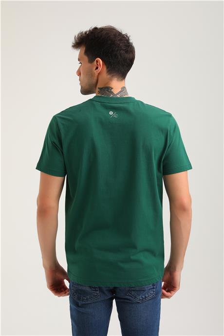 Bisiklet Yaka Yeşil Regular Custom Tişört 24SSM20294