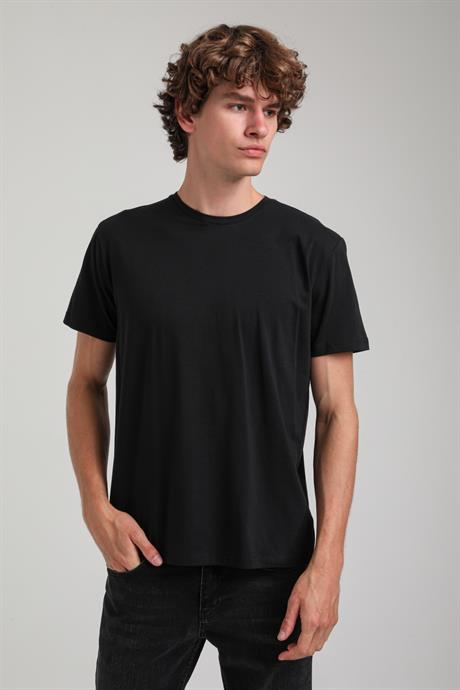 Siyah Slim Fit Basic Likralı  Tişört 25SSM20341