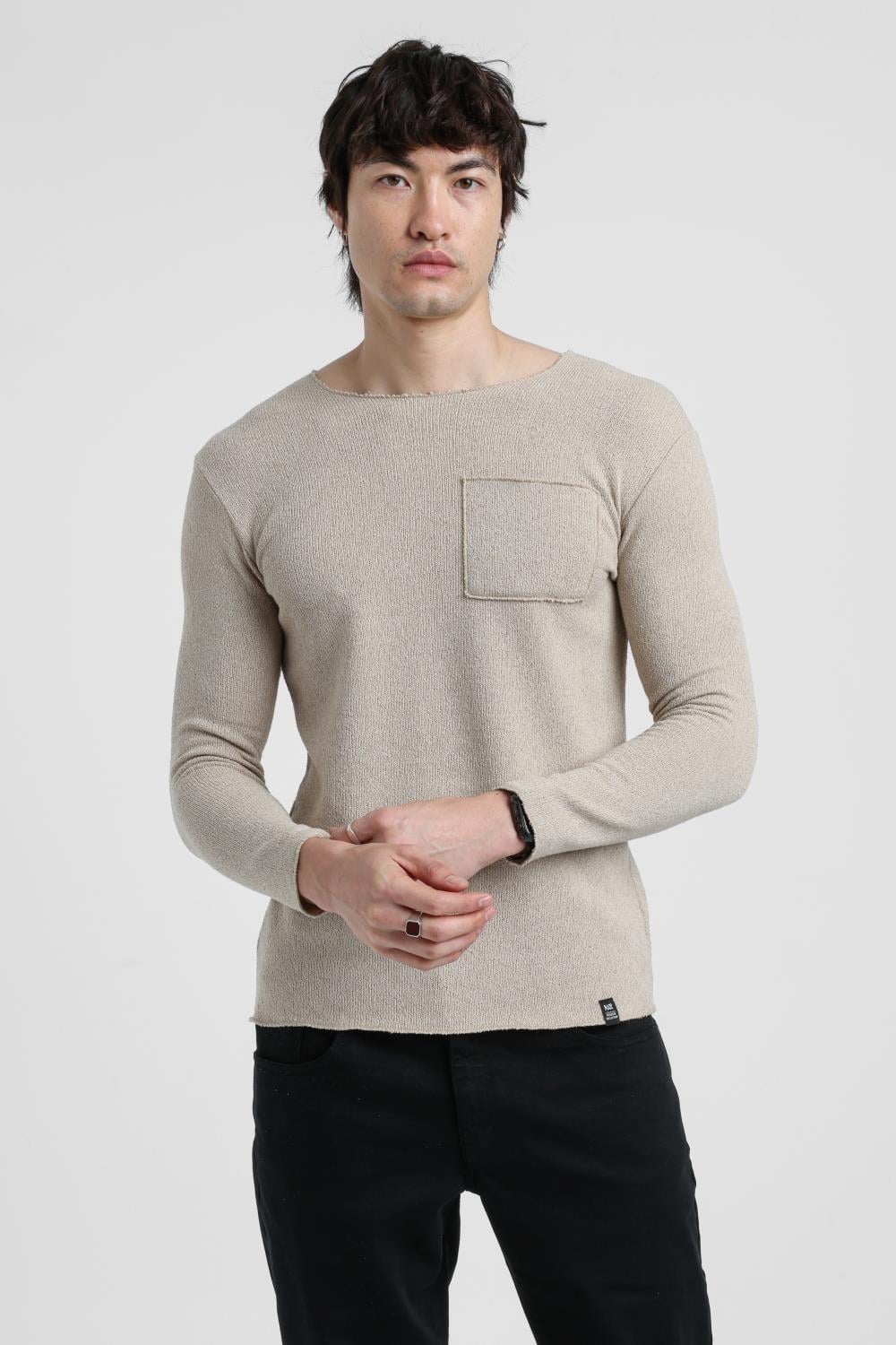 Bisiklet Yaka Bej Regular Custom Sweatshirt 25FWM80011