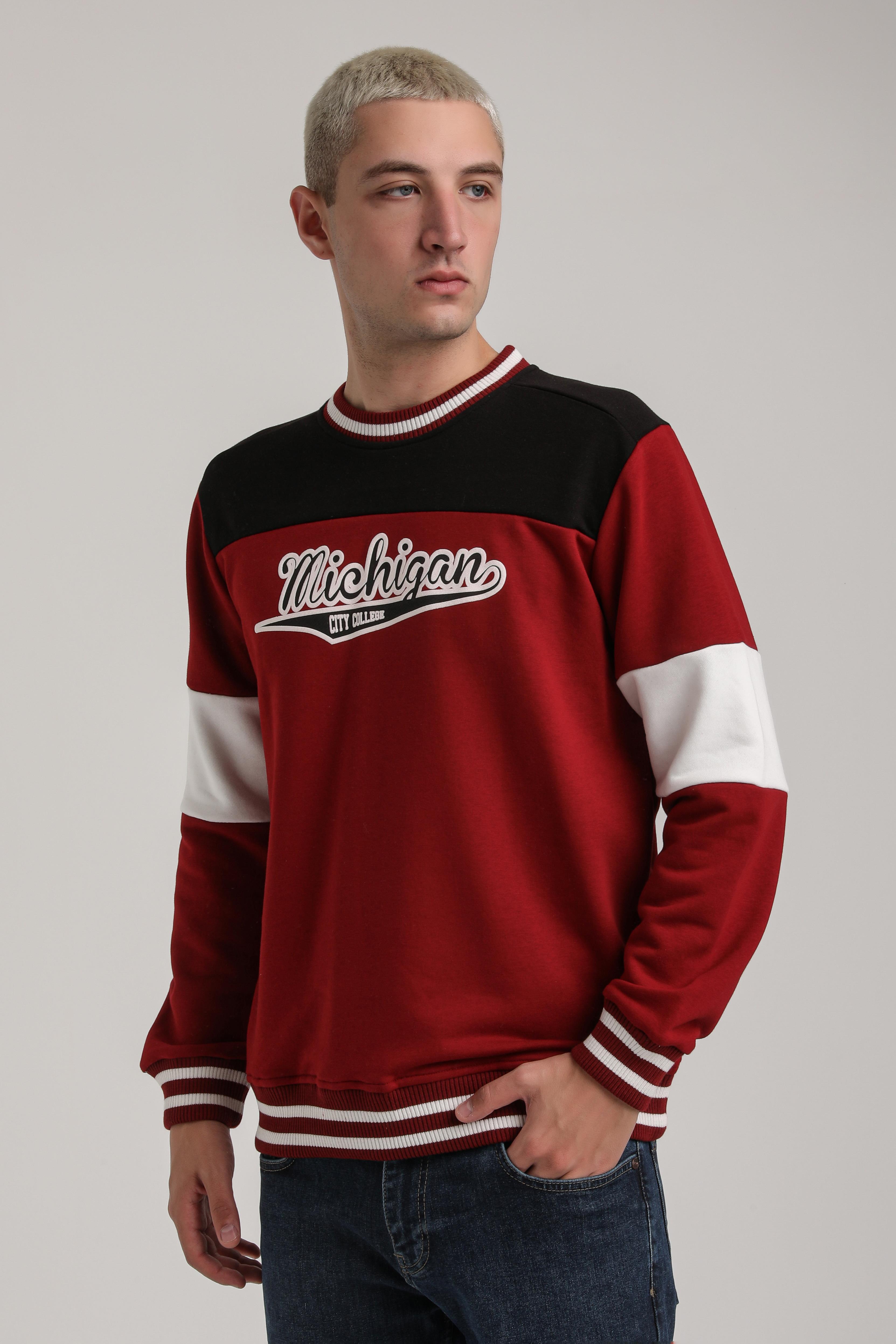 Bisiklet Yaka Bordo Slim Fit Sweatshirt 24FWM60192