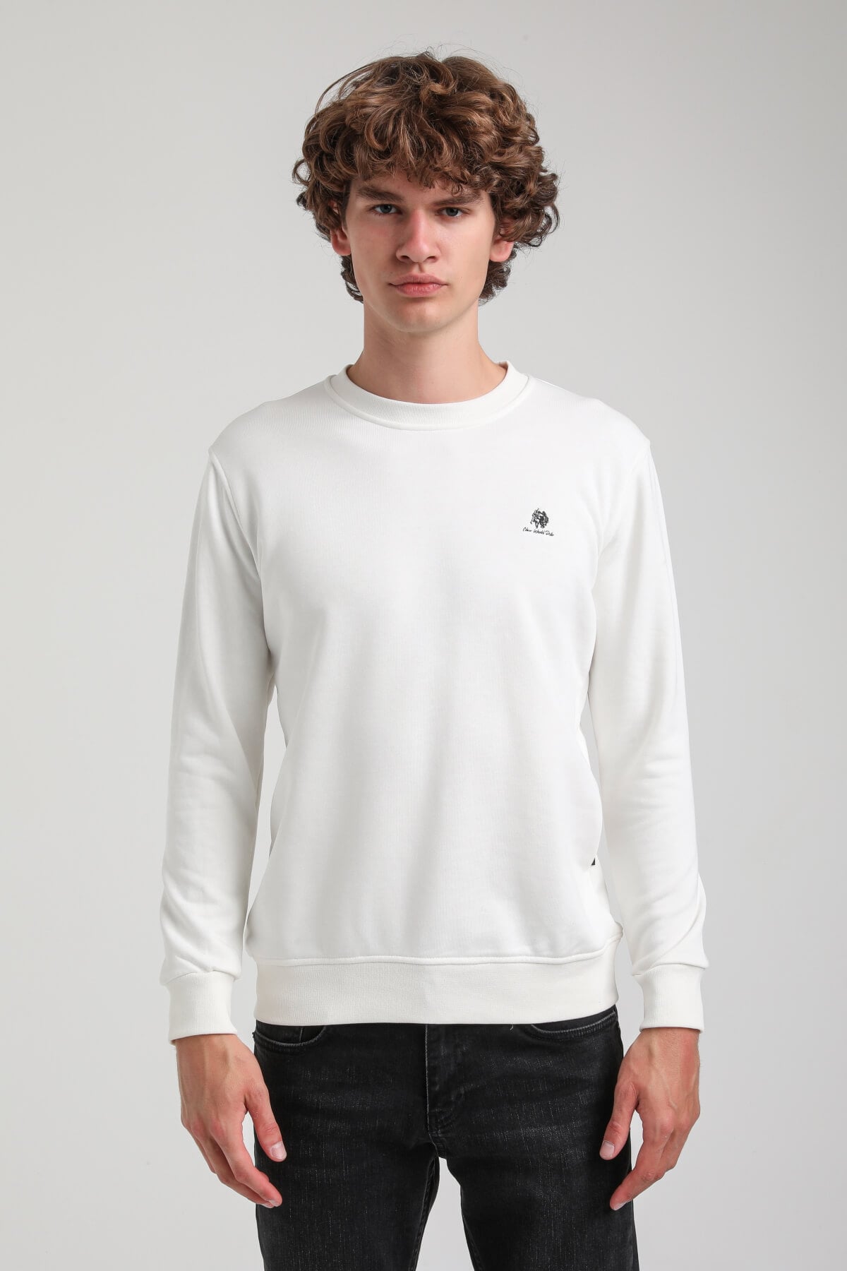 Bisiklet Yaka Ekru Regular Custom Sweatshirt 23FWM60141