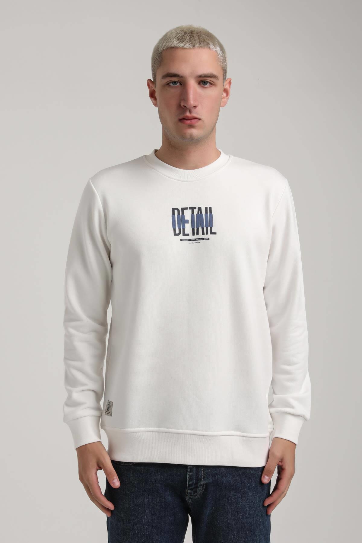 Bisiklet Yaka Ekru Slim Fit Sweatshirt 24FWM60173