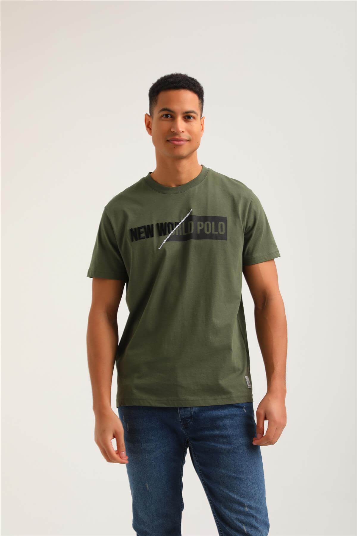 Bisiklet Yaka Haki Regular Custom Tişört 24SSM20266