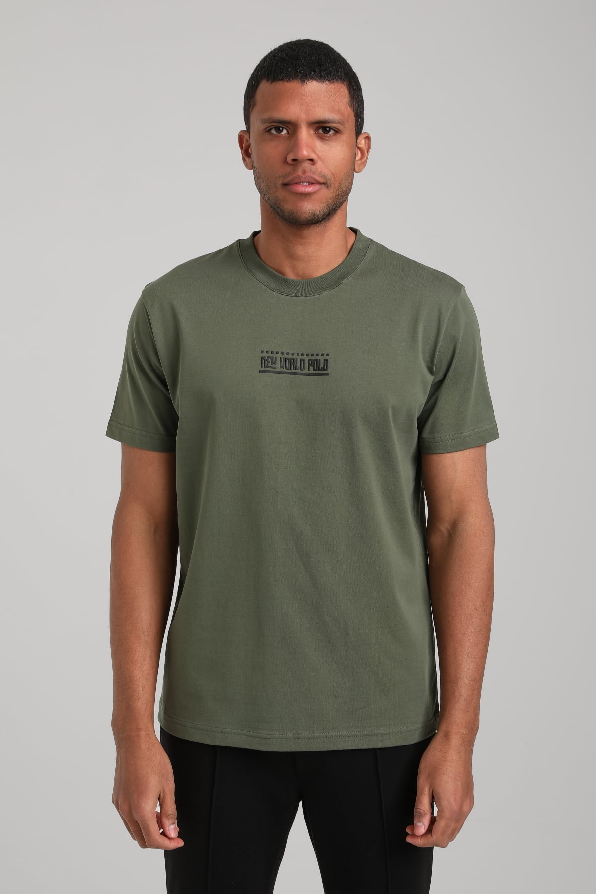Bisiklet Yaka Haki Slim Fit Tişört 24SSM20283