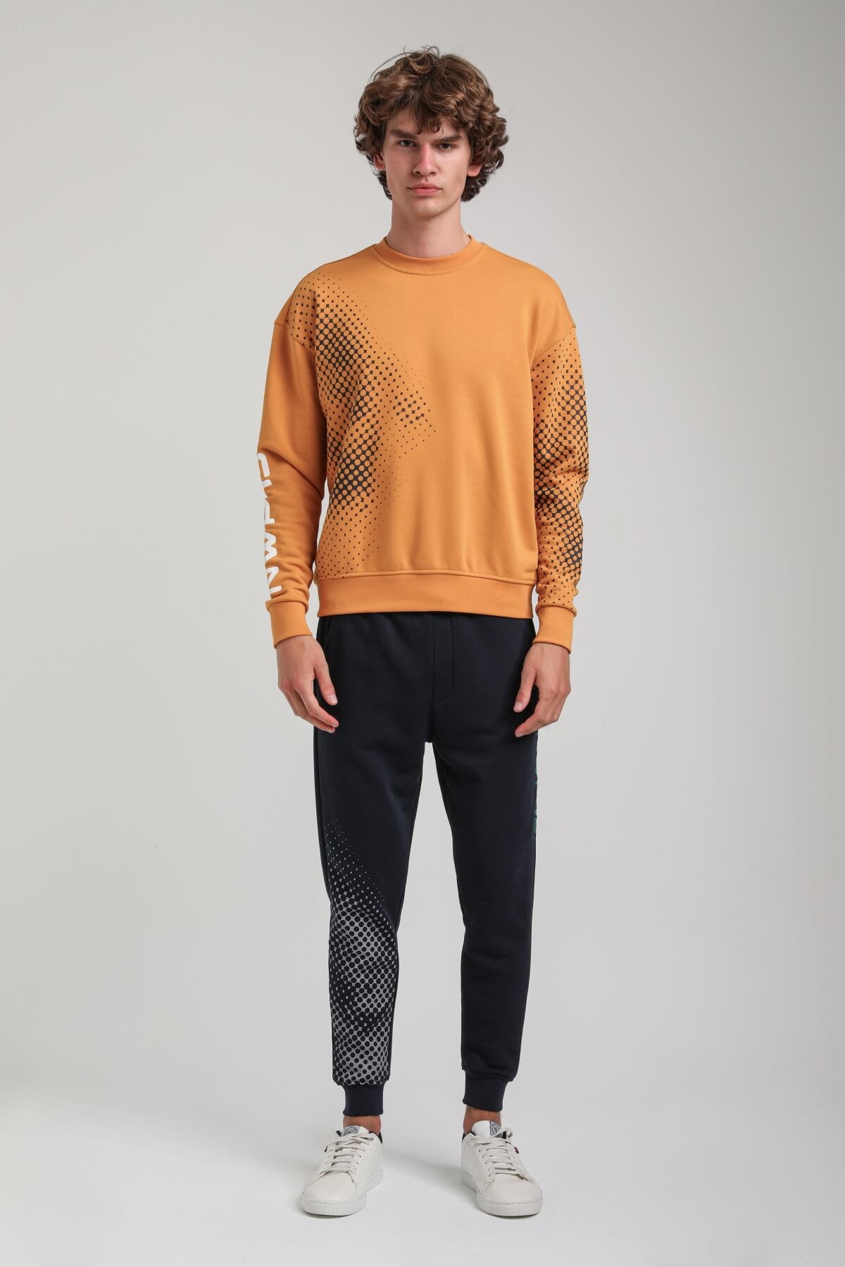 Bisiklet Yaka Hardal Slim Fit Eşofman 23FWM60157
