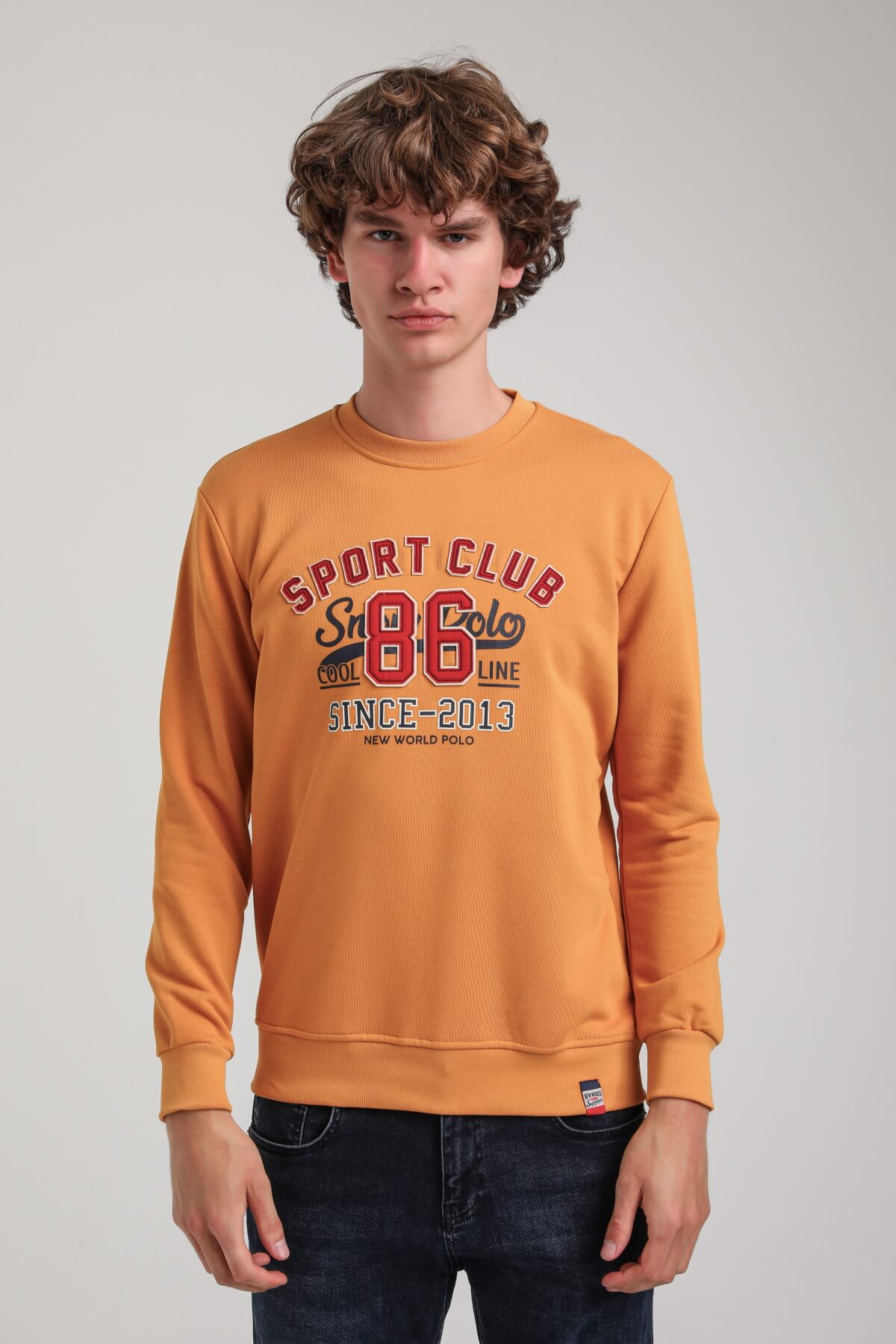 Bisiklet Yaka Hardal Slim Fit Sweatshirt 23FWM60159