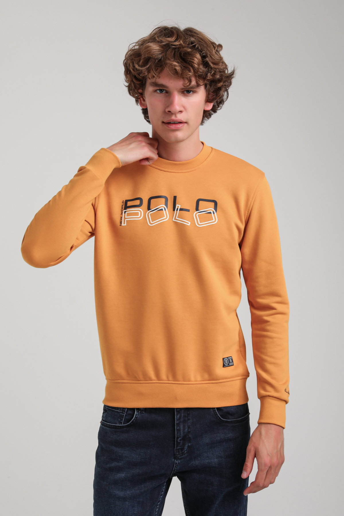 Bisiklet Yaka Hardal Slim Fit Sweatshirt 23FWM60166