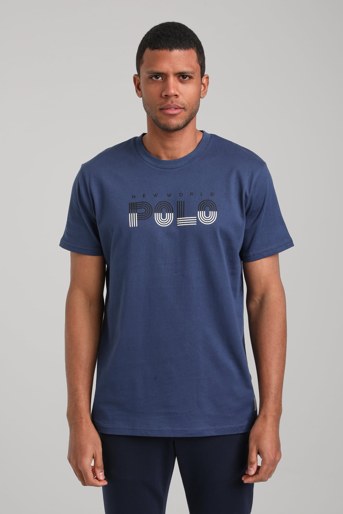 Bisiklet Yaka İndigo Regular Custom Tişört 24SSM20320