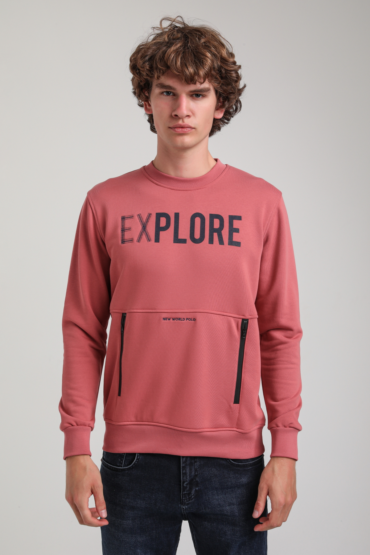 Bisiklet Yaka Kestane Slim Fit Sweatshirt 23FWM60165