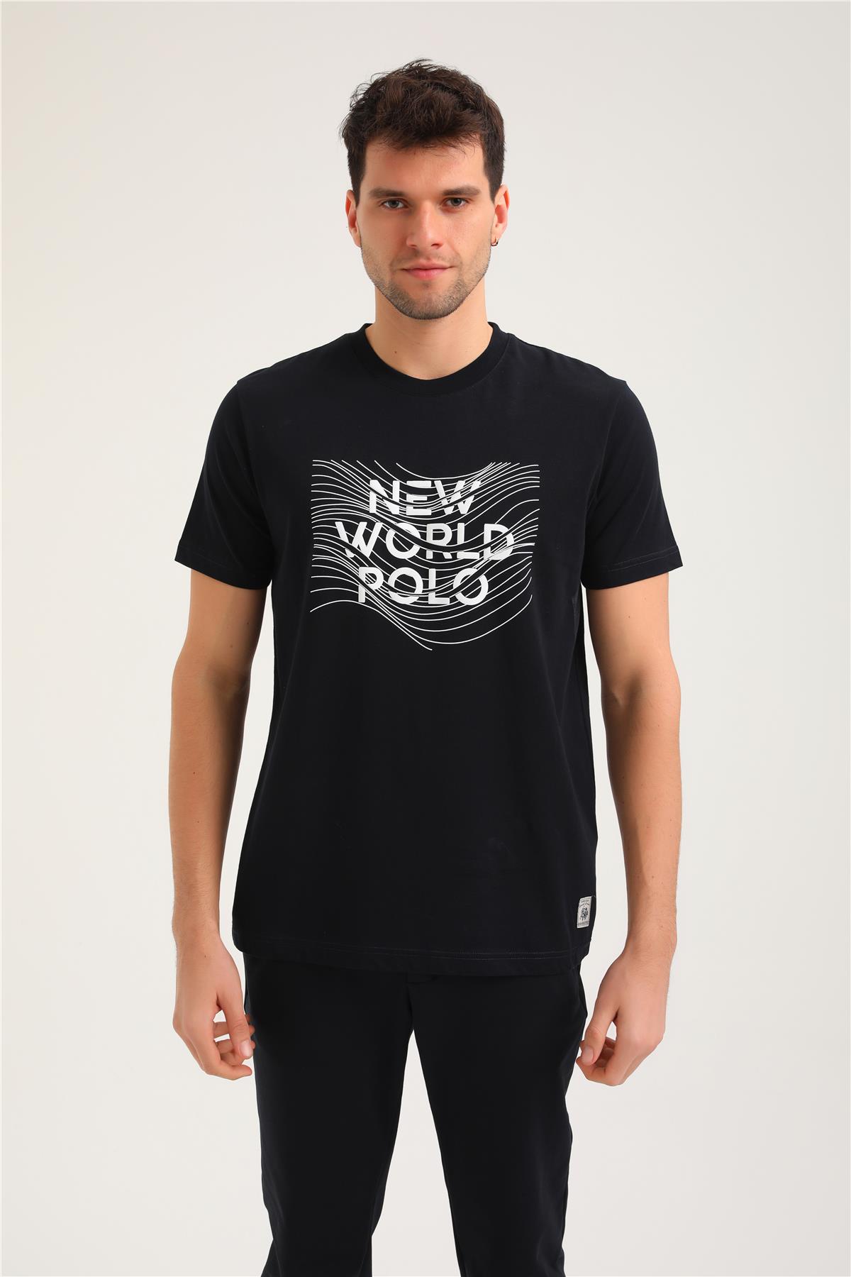 Bisiklet Yaka Lacivert Regular Custom Tişört 24SSM20294