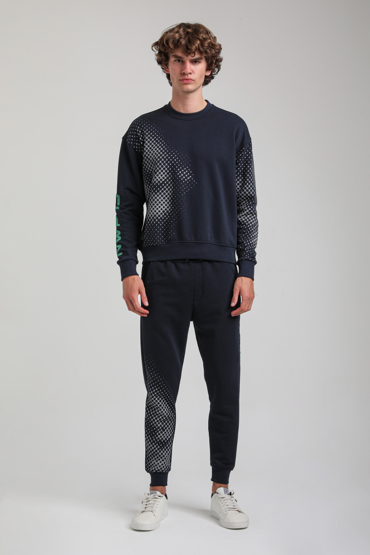 Bisiklet Yaka Lacivert Slim Fit Eşofman 23FWM60157
