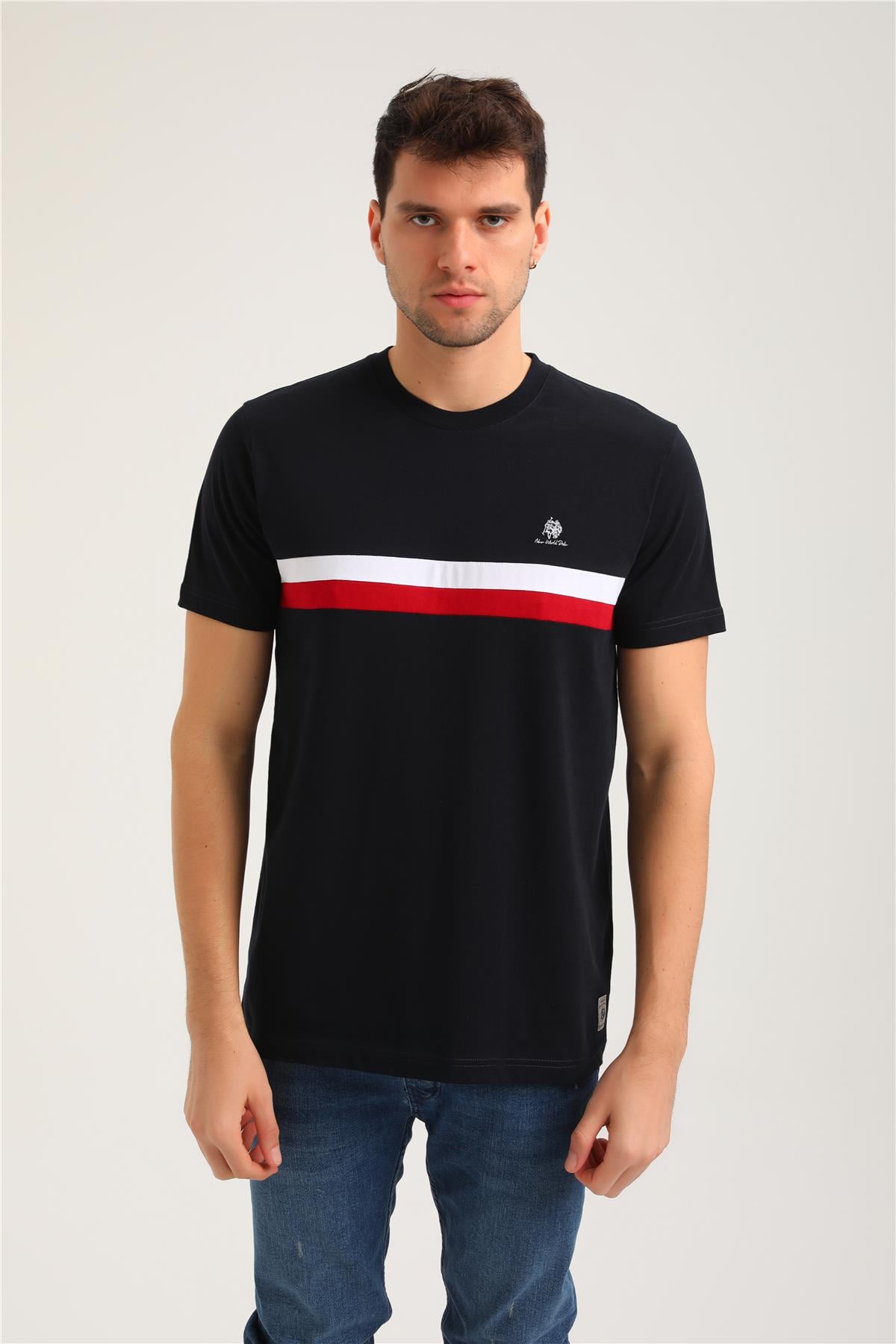 Bisiklet Yaka Lacivert Slim Fit Tişört 24SSM20336