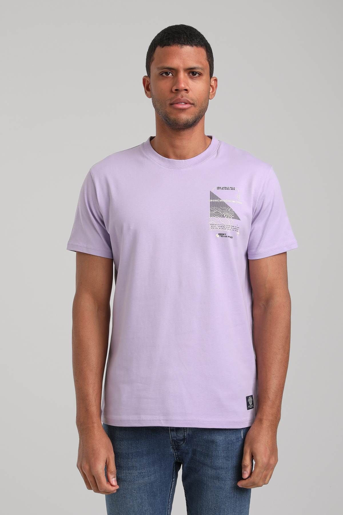 Bisiklet Yaka Lila Regular Custom Tişört 24SSM20293