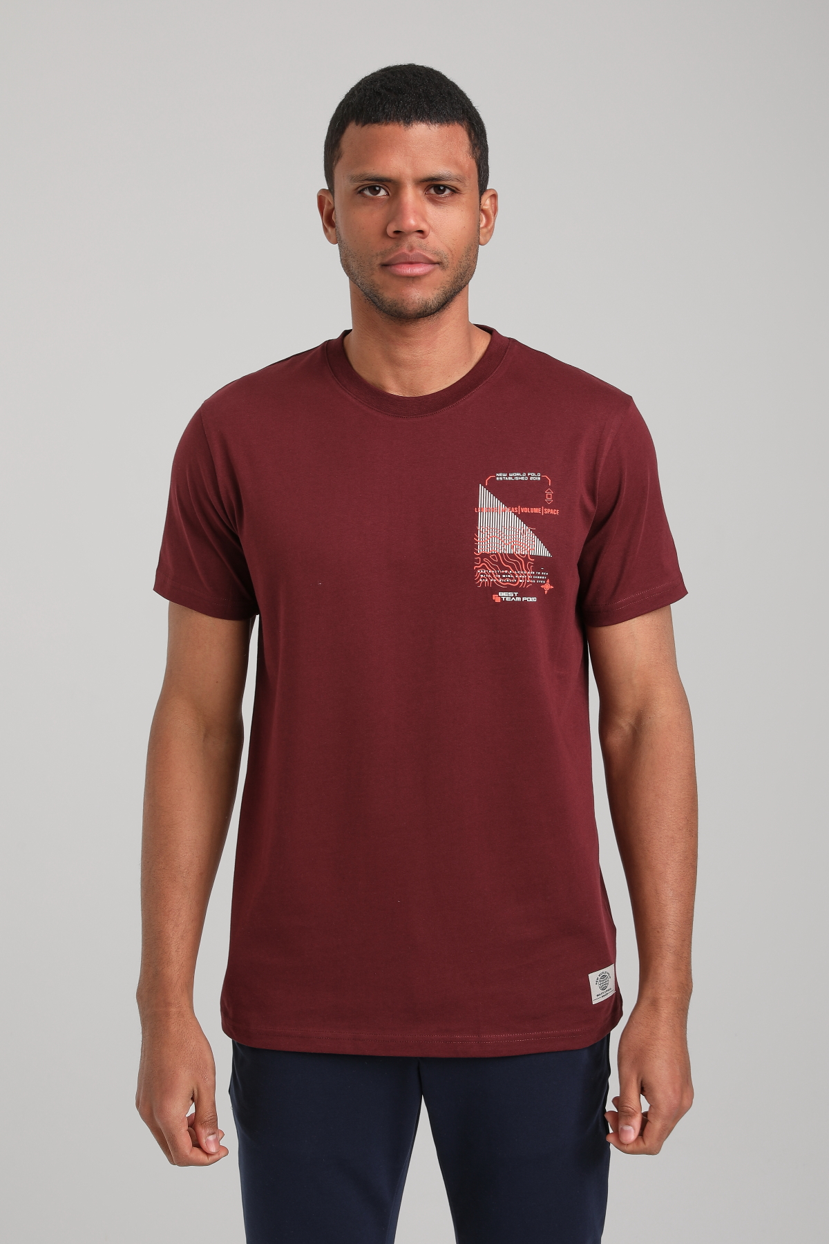 Bisiklet Yaka Vişne Regular Custom Tişört 24SSM20293