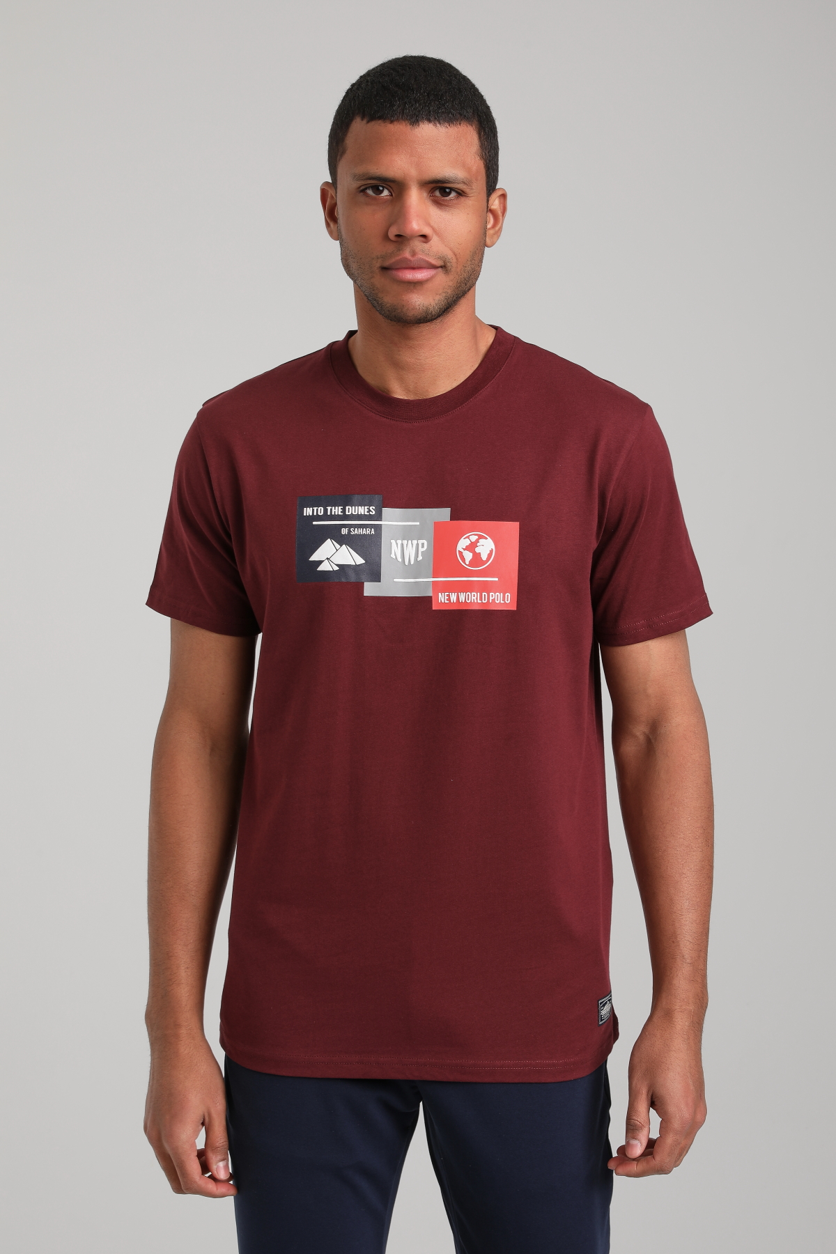Bisiklet Yaka Vişne Regular Custom Tişört 24SSM20328