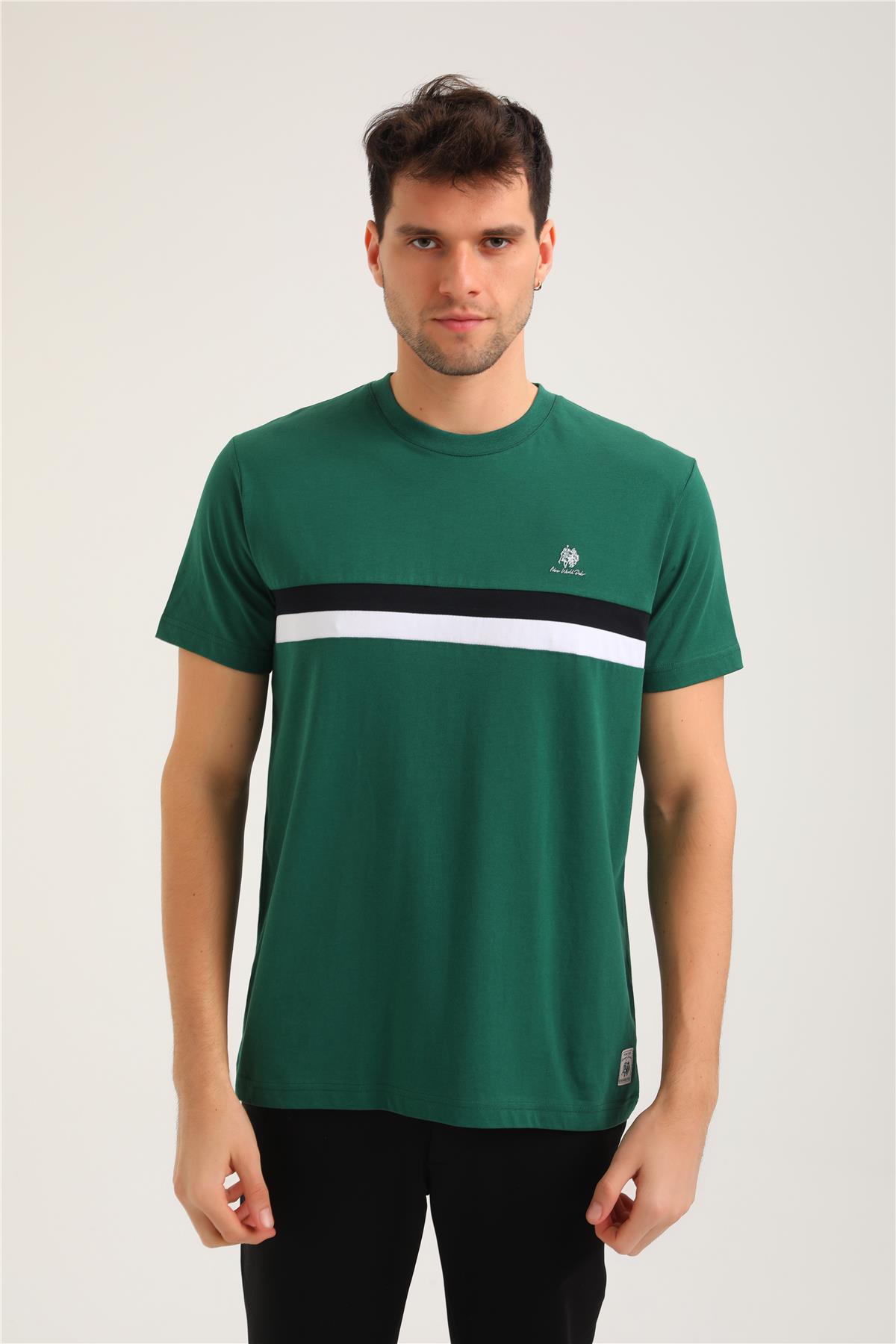 Bisiklet Yaka Yeşil Slim Fit Tişört 24SSM20336