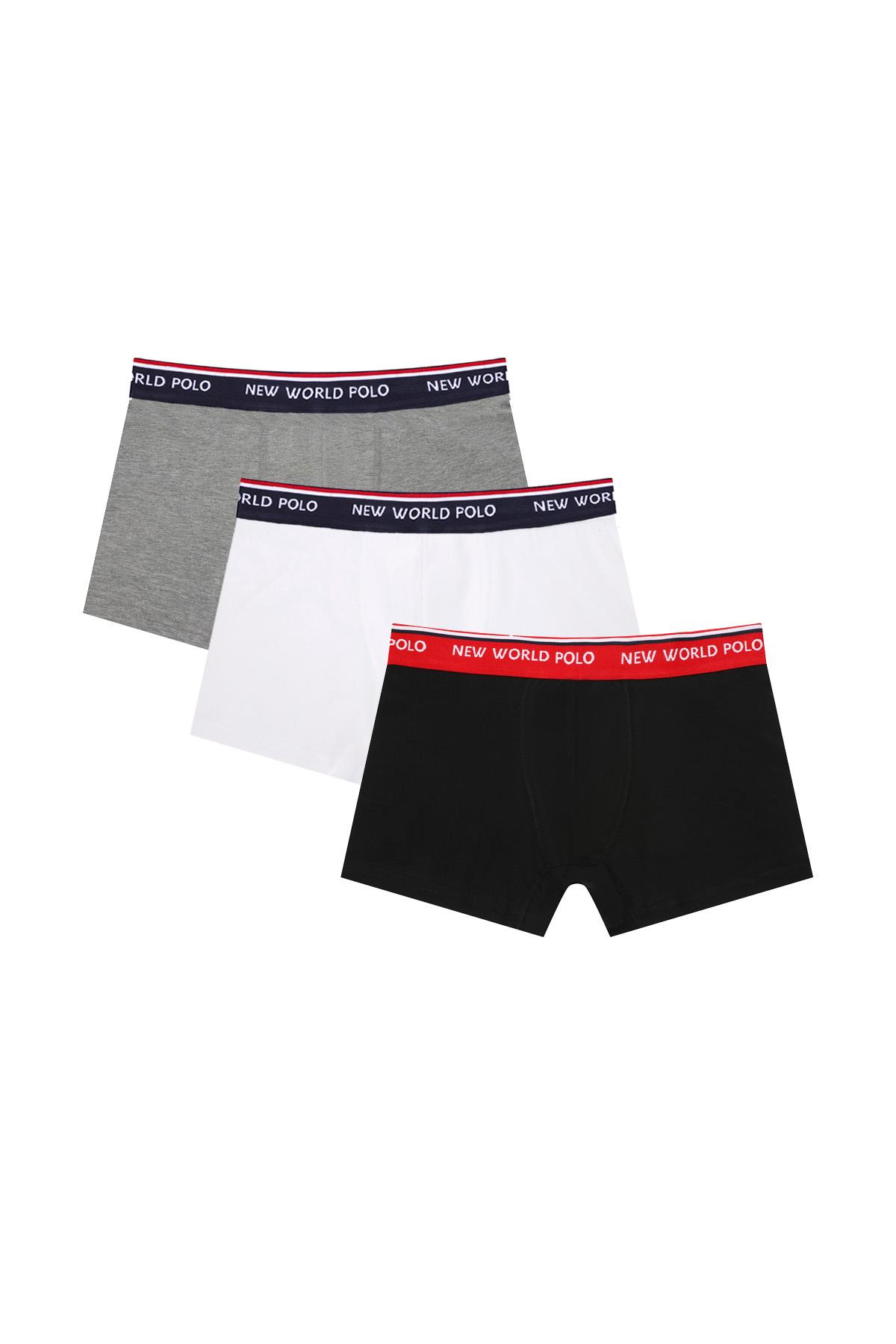 Boxer Gri-Beyaz-Siyah Slim Fit Boxer 23SSM1003