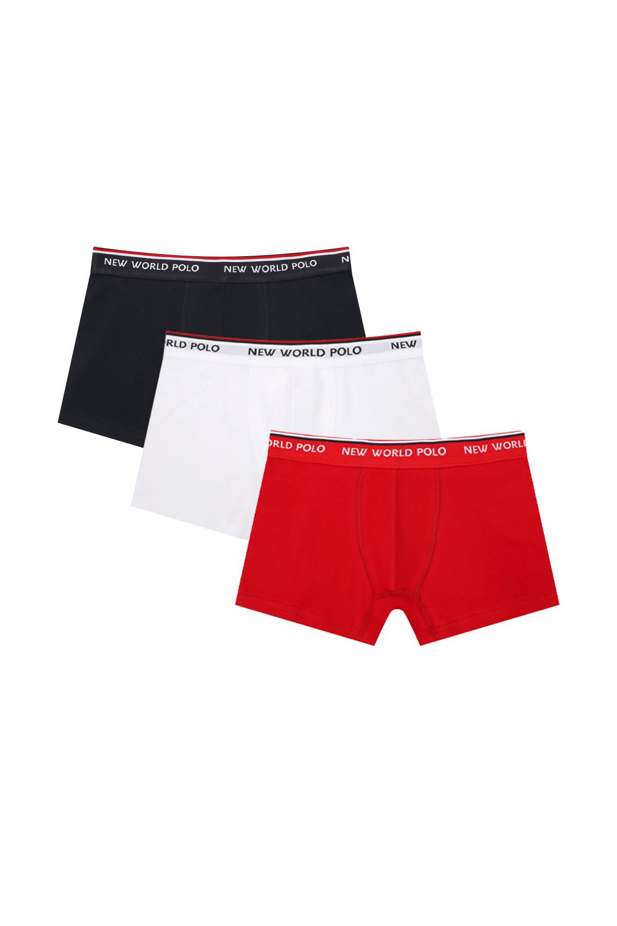 Boxer Siyah-Beyaz-Kırmızı Slim Fit Boxer 23SSM1003