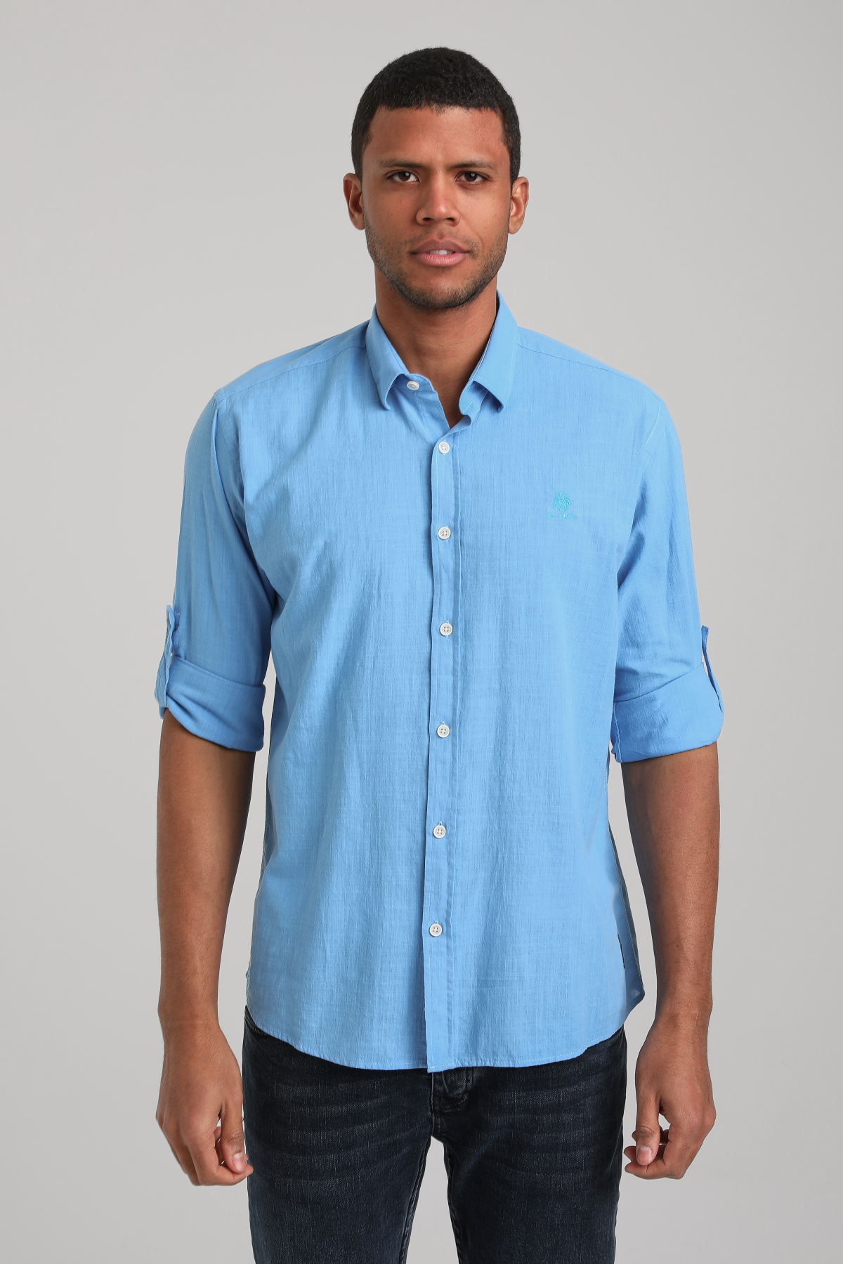 Gömlek Mavi Regular Custom Gömlek 24SSM30002