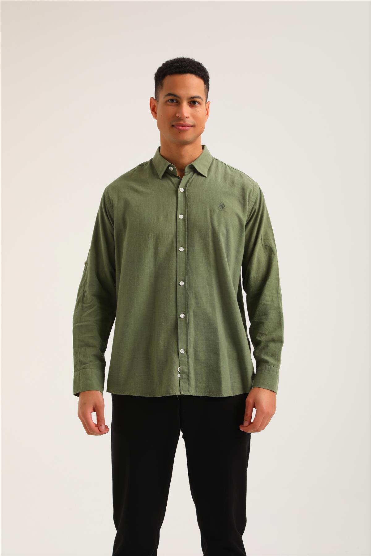 Gömlek Olive Regular Custom Gömlek 24SSM30002