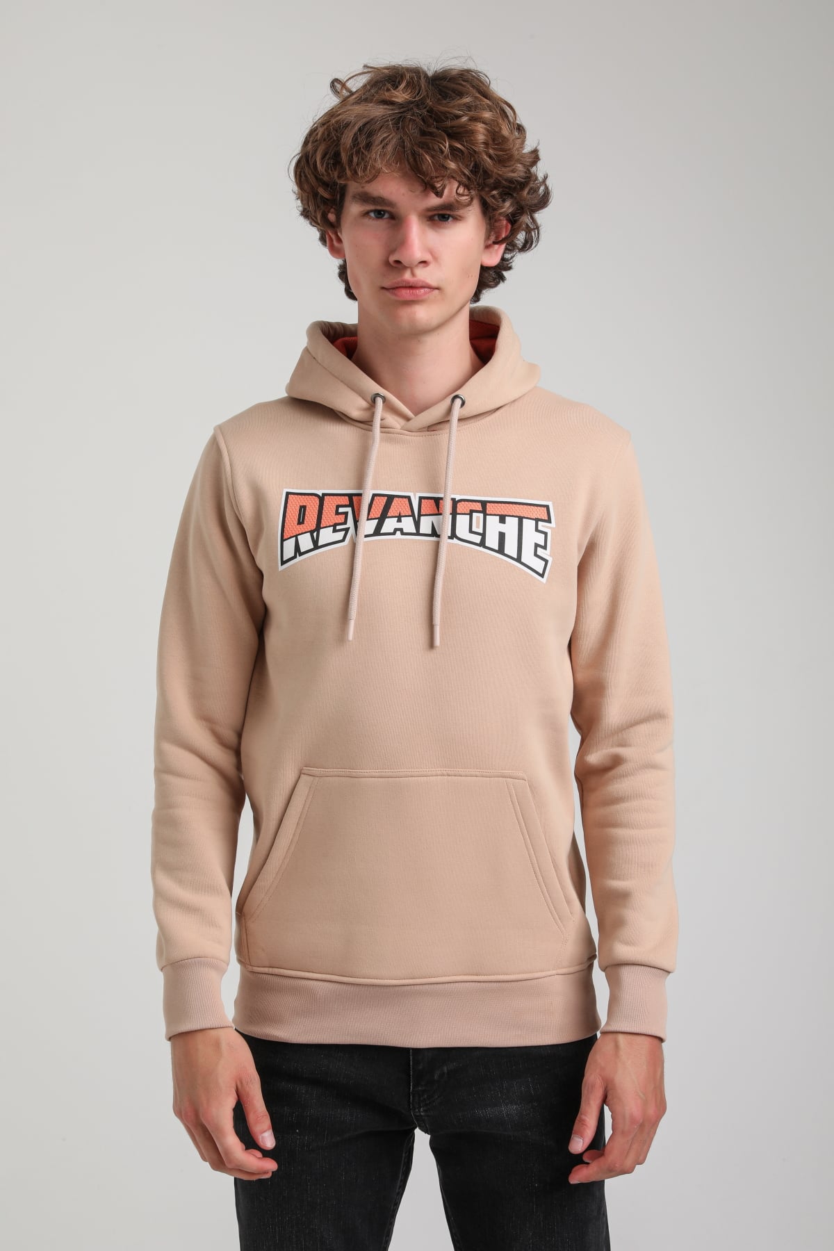 Kapüşonlu Bej Slim Fit Hoodie 23FWM64058