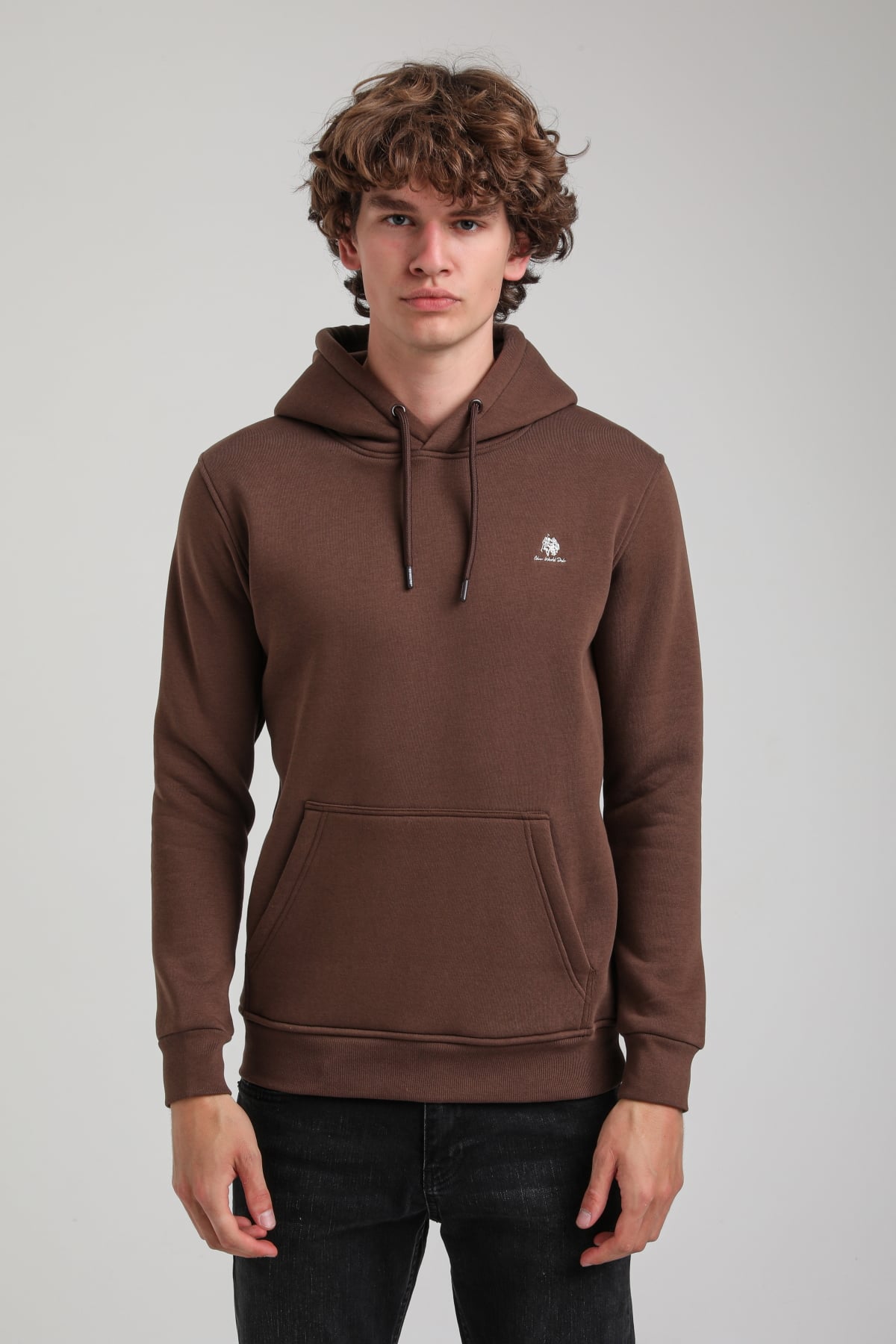 Kapüşonlu Kahverengi Slim Fit Hoodie 23FWM64069