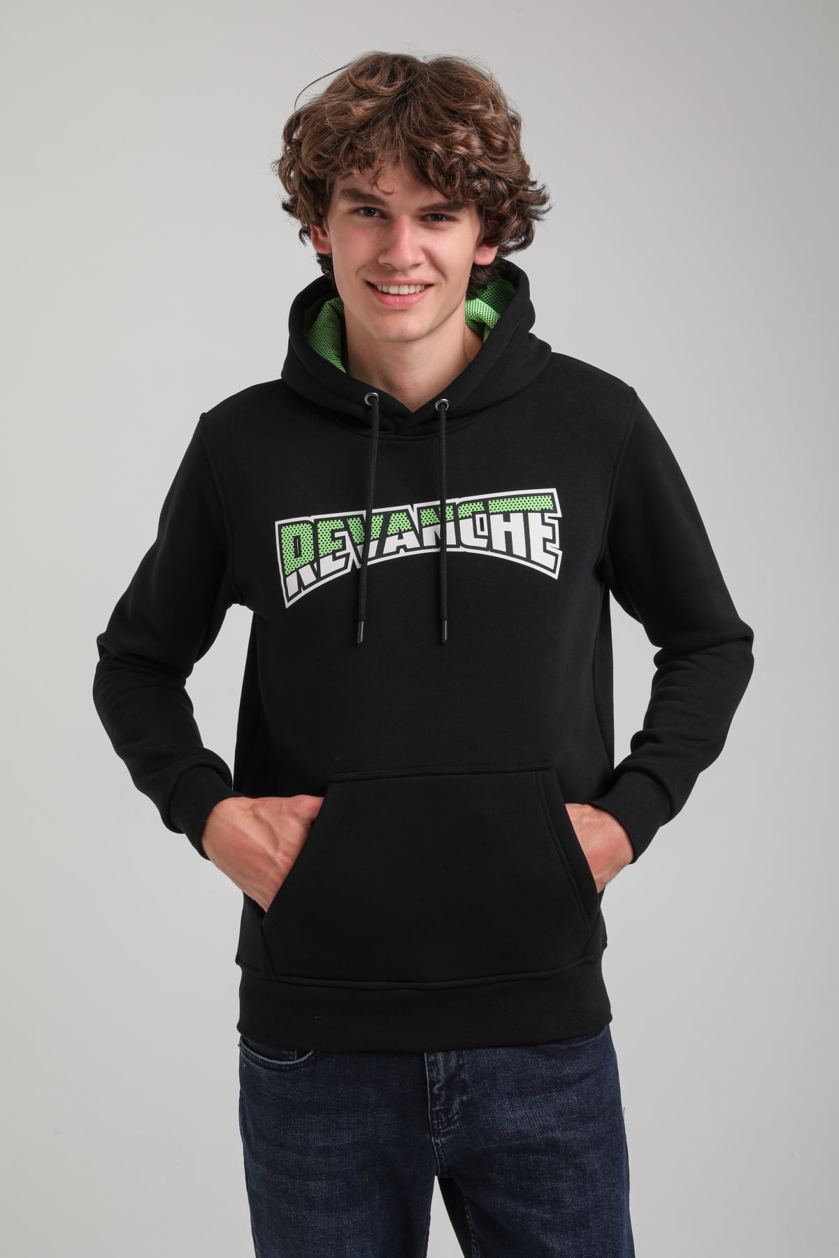 Kapüşonlu Siyah Slim Fit Hoodie 23FWM64058