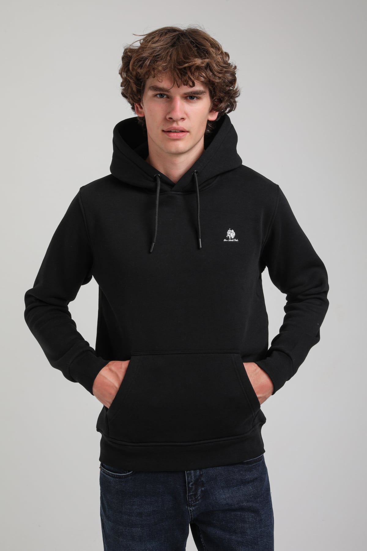 Kapüşonlu Siyah Slim Fit Hoodie 23FWM64069