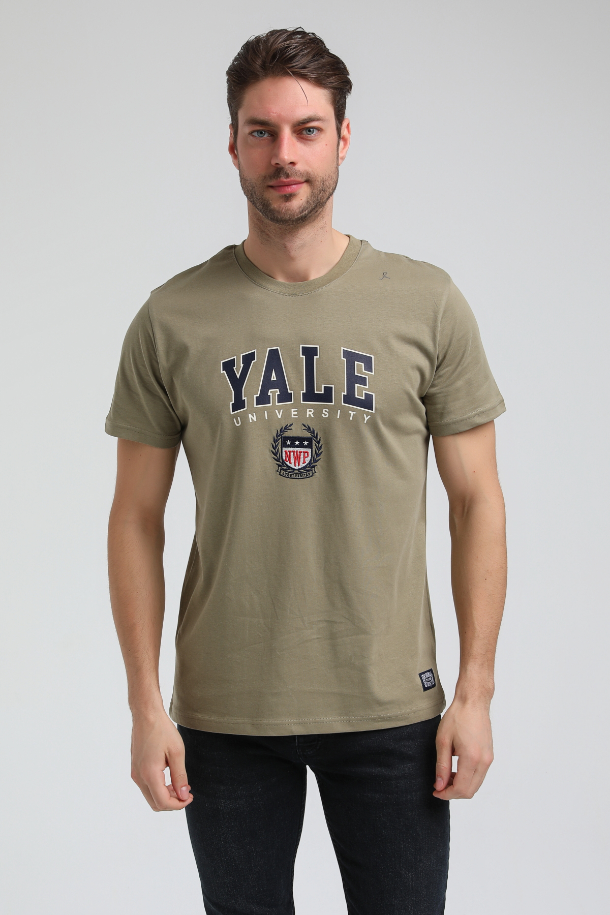 New World Polo Bisiklet Yaka Açık Haki Slim Fit Tişört 23SSM20308