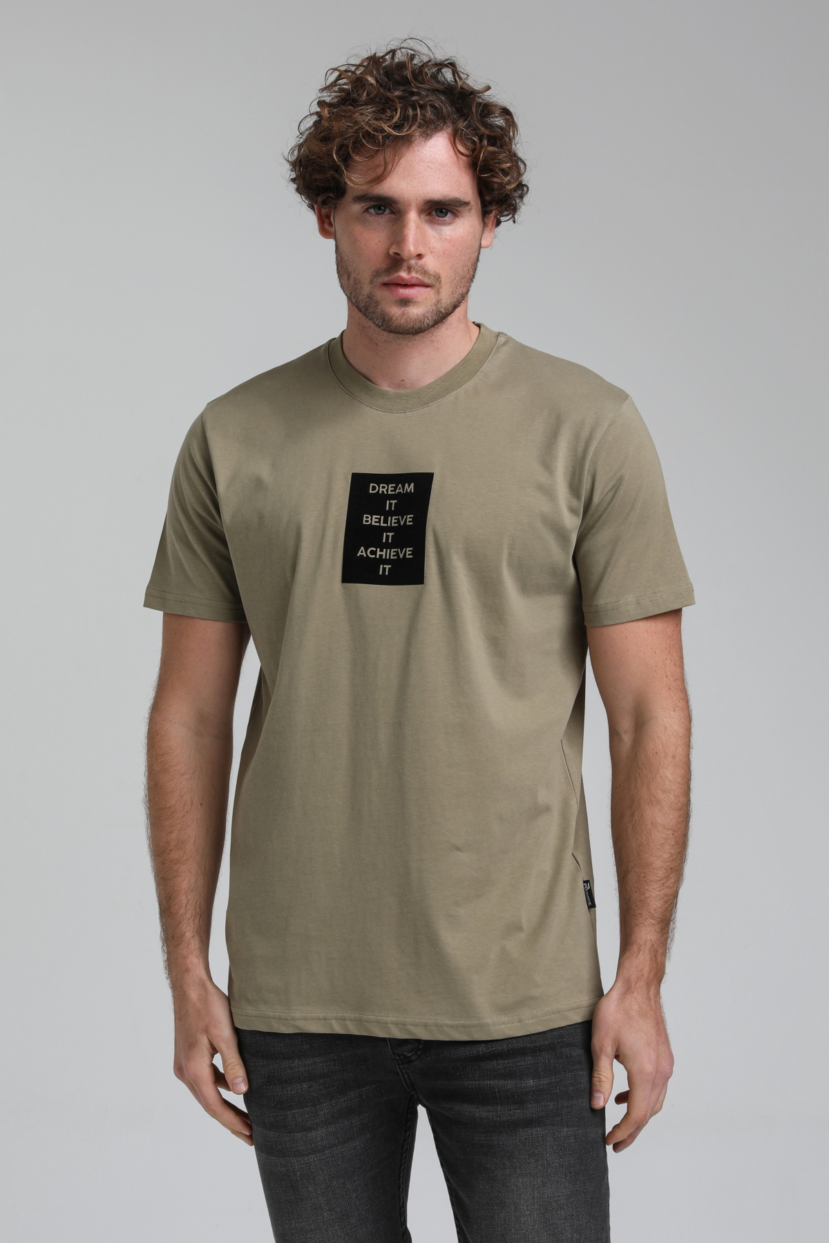 New World Polo Bisiklet Yaka Açık Haki Slim Fit Tişört 23SSM20288
