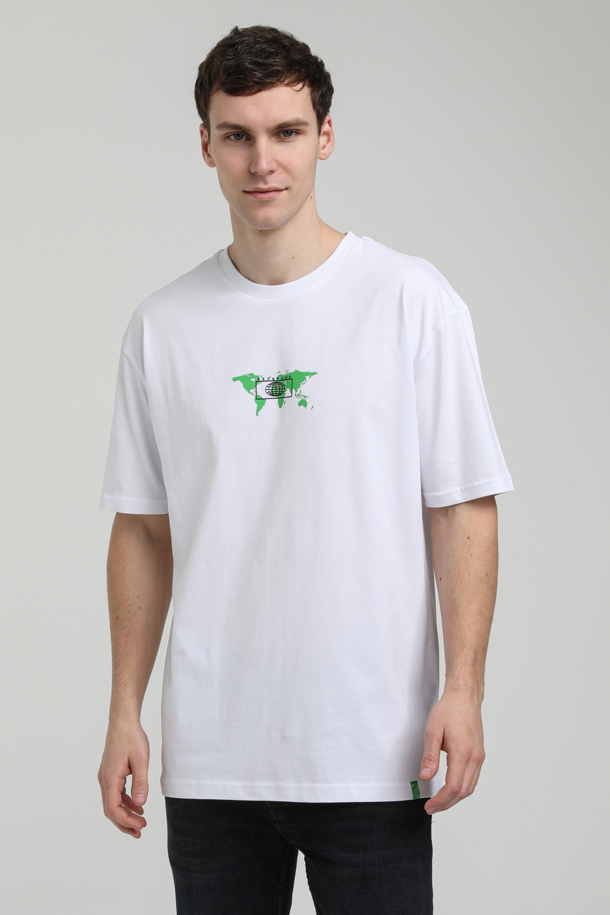 New World Polo Bisiklet Yaka Beyaz Oversize Tişört 23SSM20332