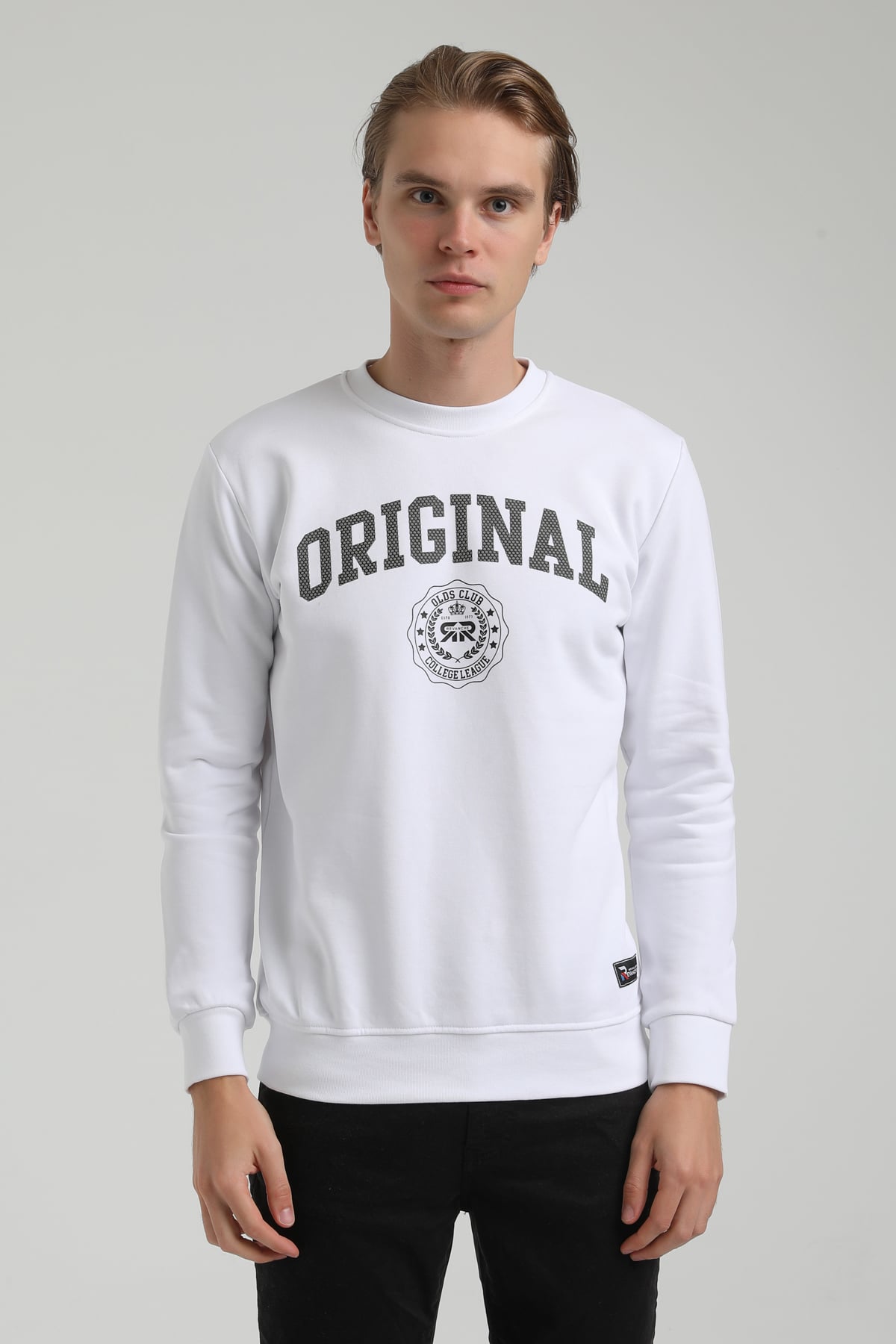 New World Polo Bisiklet Yaka Beyaz Regular Sweatshirt 22FWM60132