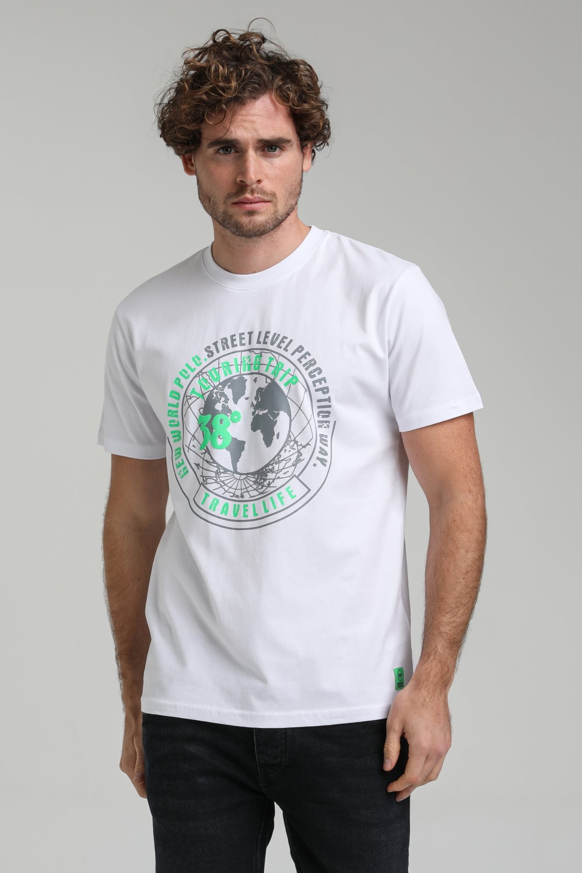 New World Polo Bisiklet Yaka Beyaz Regular Custom Tişört 23SSM20292