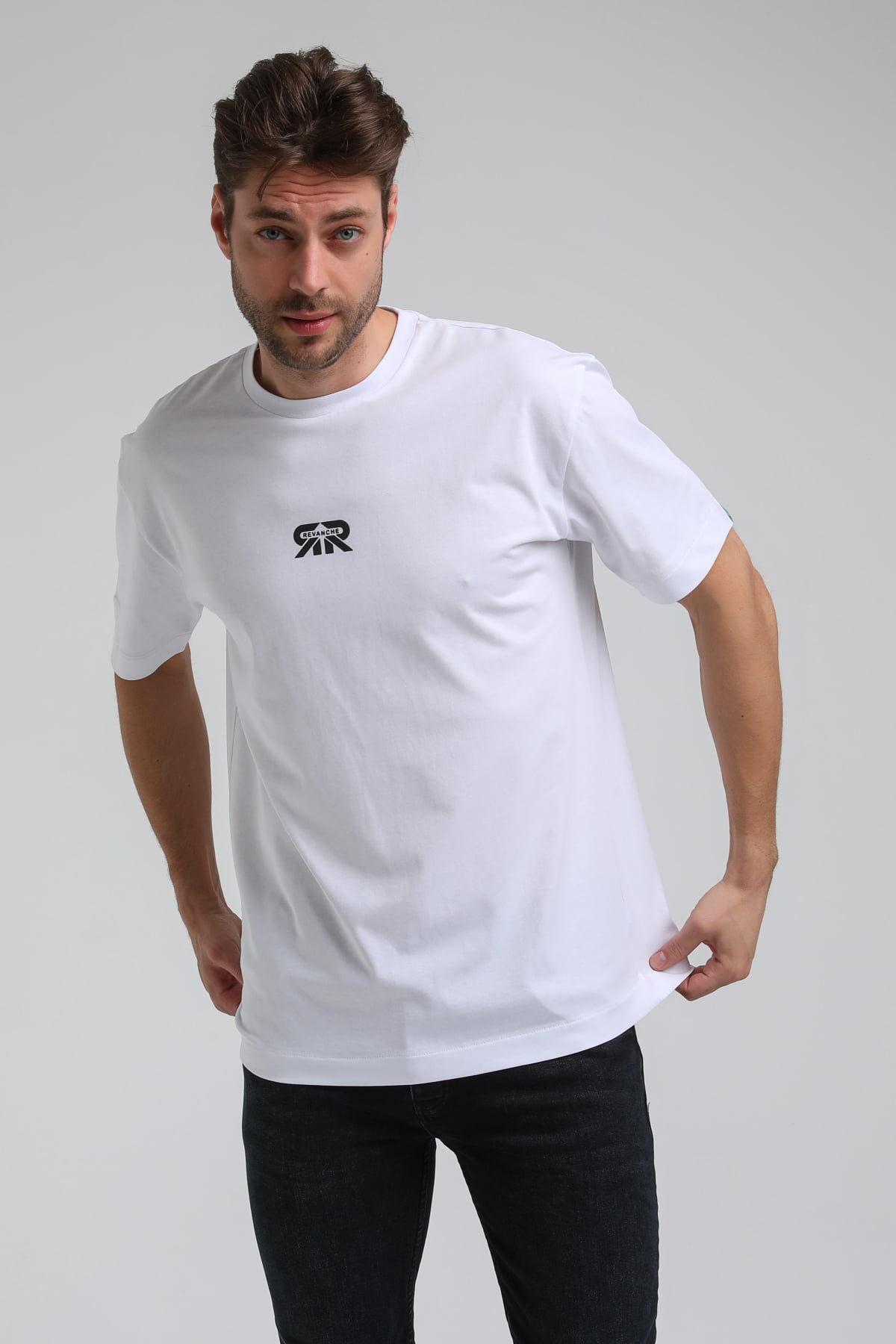 New World Polo Bisiklet Yaka Beyaz Slim Fit Tişört 23SSM20335