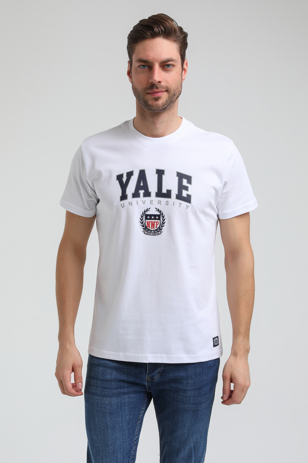 New World Polo Bisiklet Yaka Beyaz Slim Fit Tişört 23SSM20308